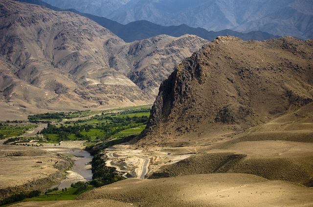 Mountains and verdant valley in Afghanistan