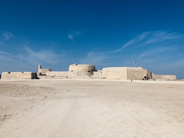 Historic buildings in the desert in Bahrain
