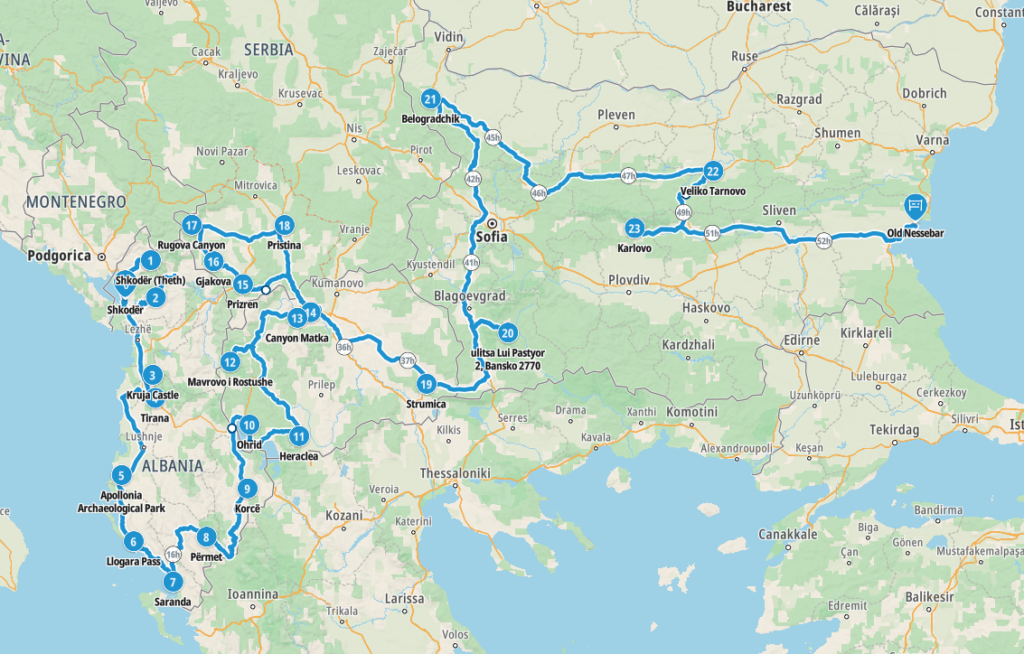 Our actual road trip from Albania to Bulgaria
Copyright © letsexplorehere.com