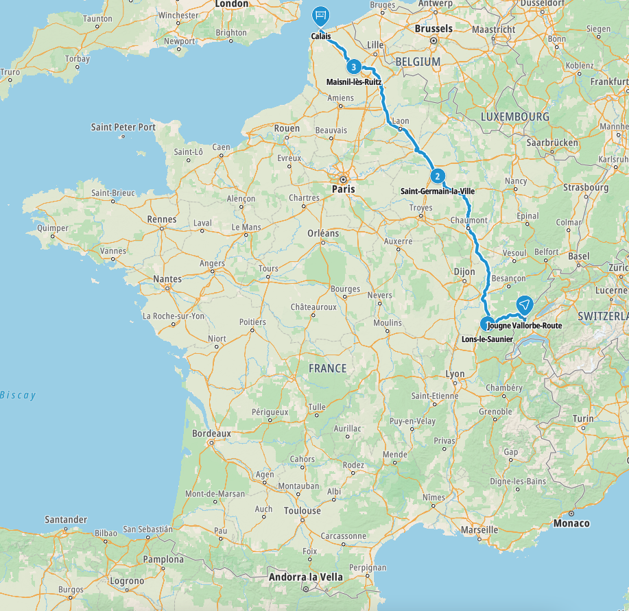 This is the route we took from Switzerland through eastern France back to the UK.
Copyright © letsexplorehere.com