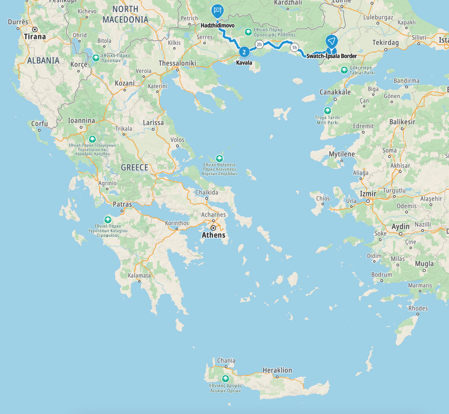 Map of our route from Turkey through Greece to Bulgaria
Copyright © letsexplorehere.com