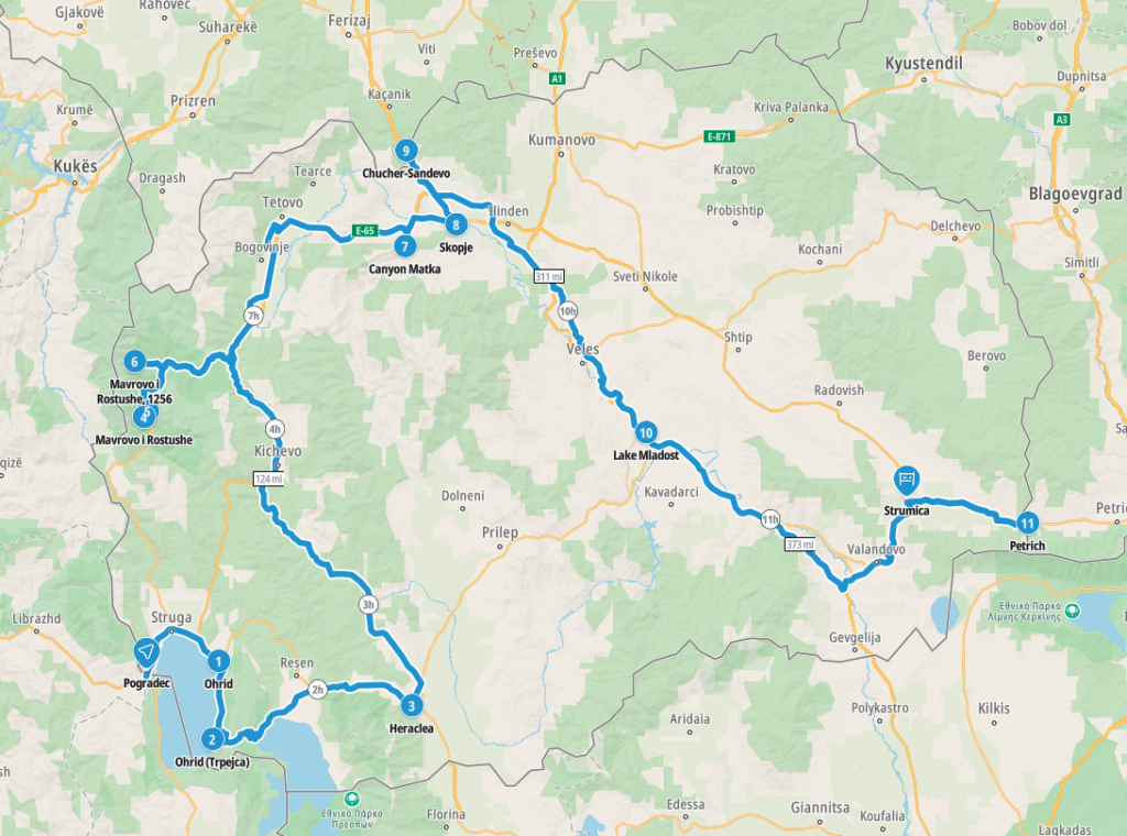 This is the route that we took through North Macedonia on our travels this time, from Albania to Kosovo and Bulgaria.
Copyright © letsexplorehere.com