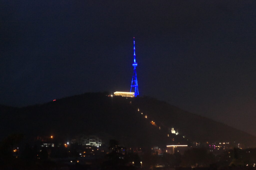 Tbilisi TV tower cycles through colours at night
Copyright © letsexplorehere.com