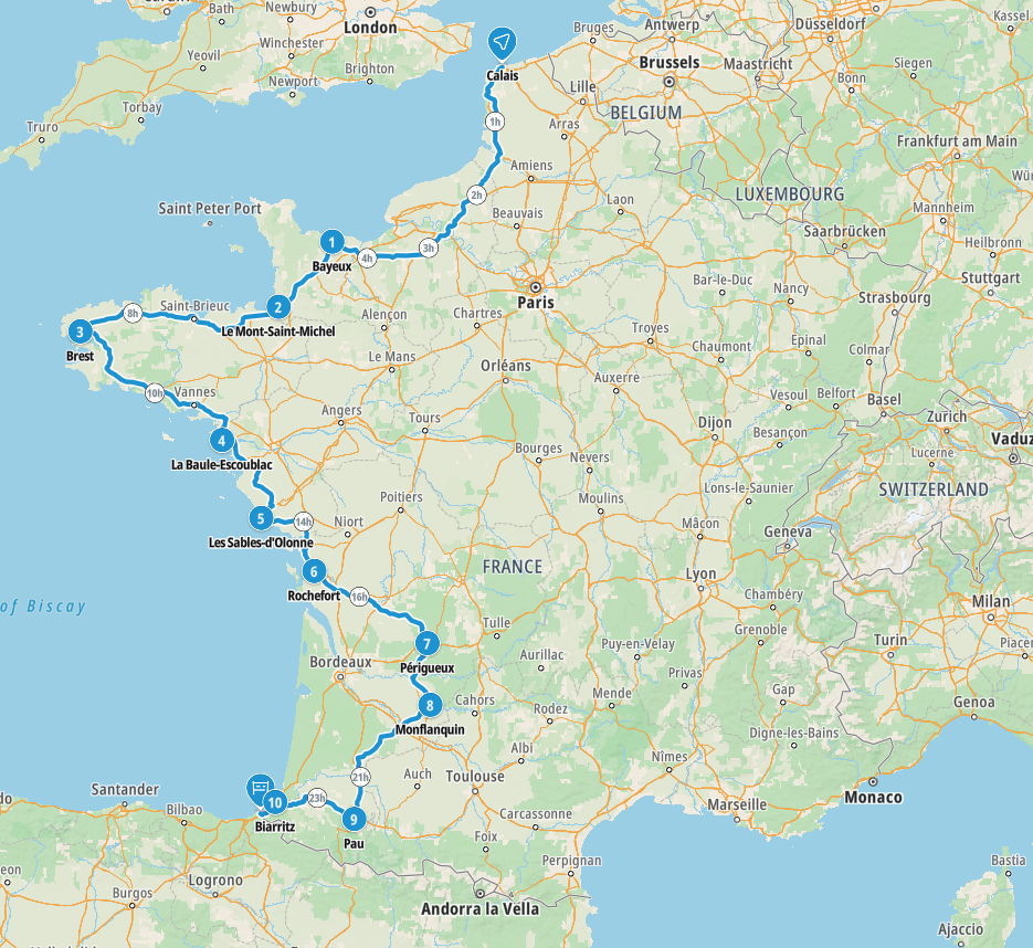 This is our route from the UK to Spain
Copyright © letsexplorehere.com