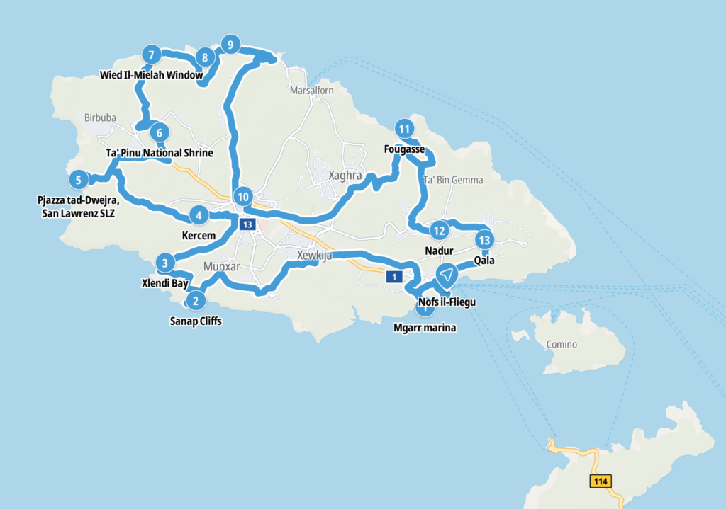 Map of the route that we took around Gozo, Malta
Copyright © letsexplorehere.com