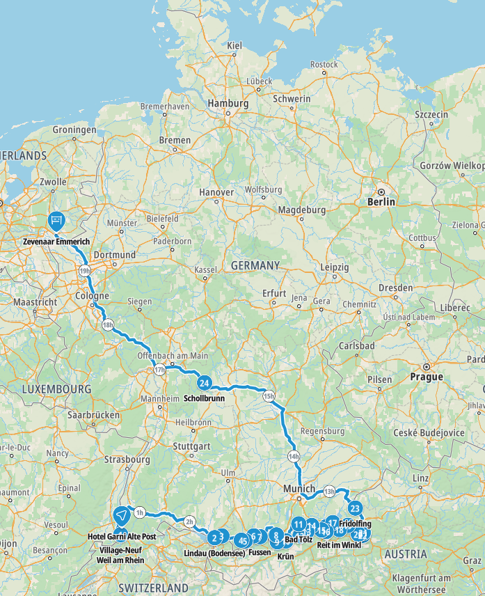 Map of our route through Germany in 2024
Copyright © letsexplorehere.com