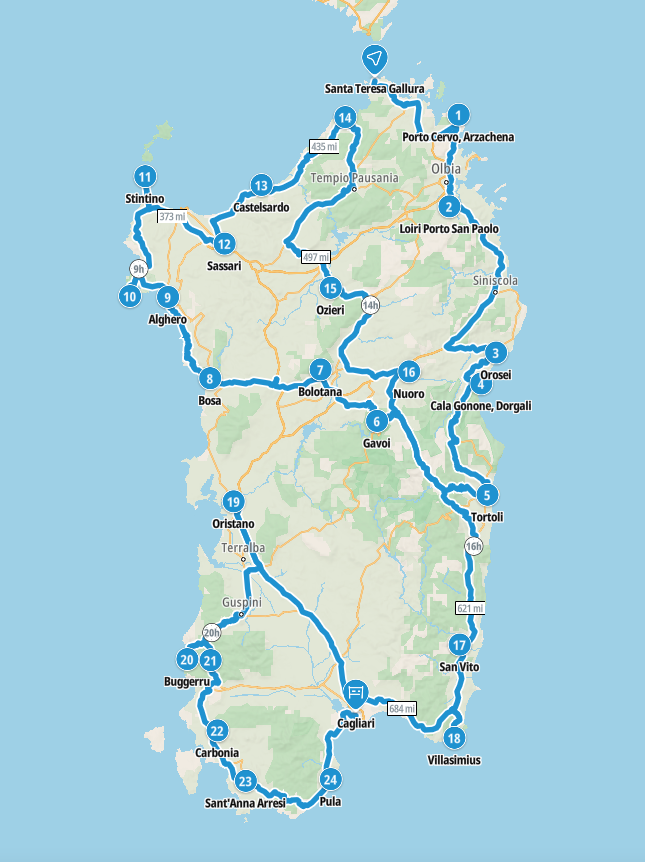 This is a map of our route through Sardinia
Copyright © letsexplorehere.com