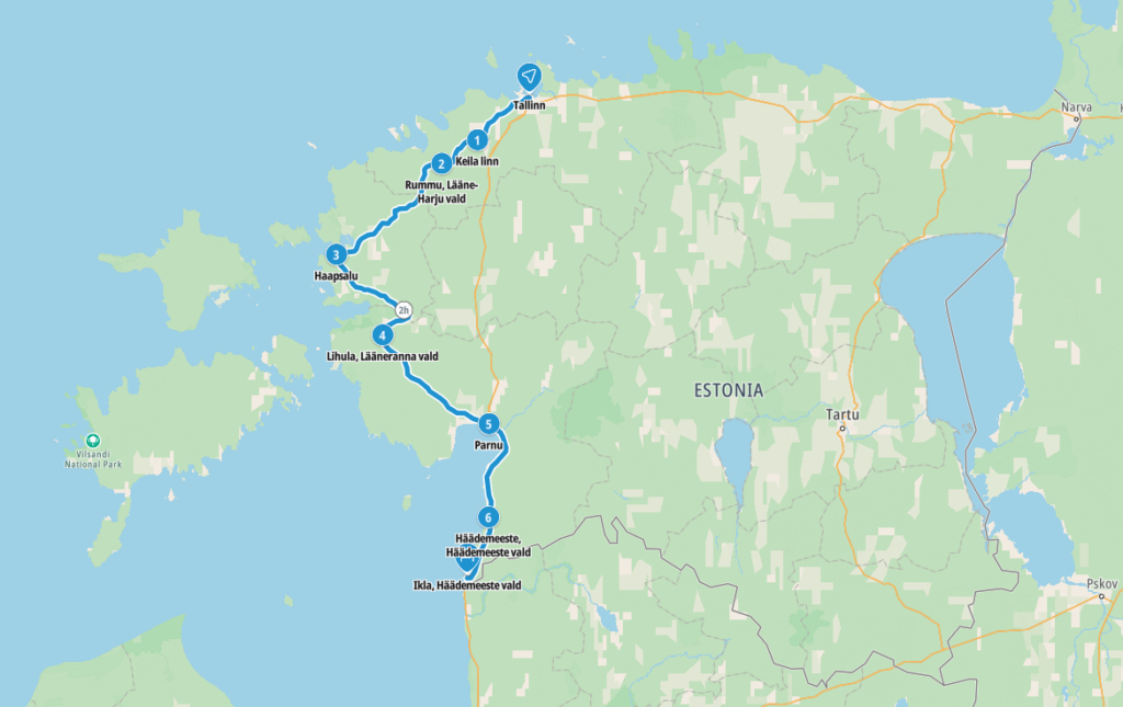 Map of the route that we took through Estonia
Copyright © letsexplorehere.com