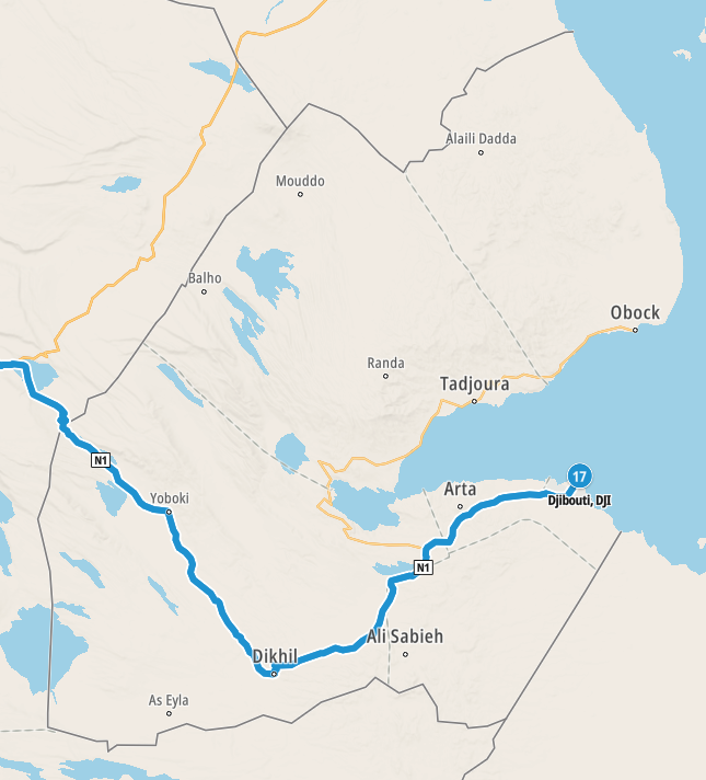 Map of our planned route through Djibouti
Copyright © letsexplorehere.com