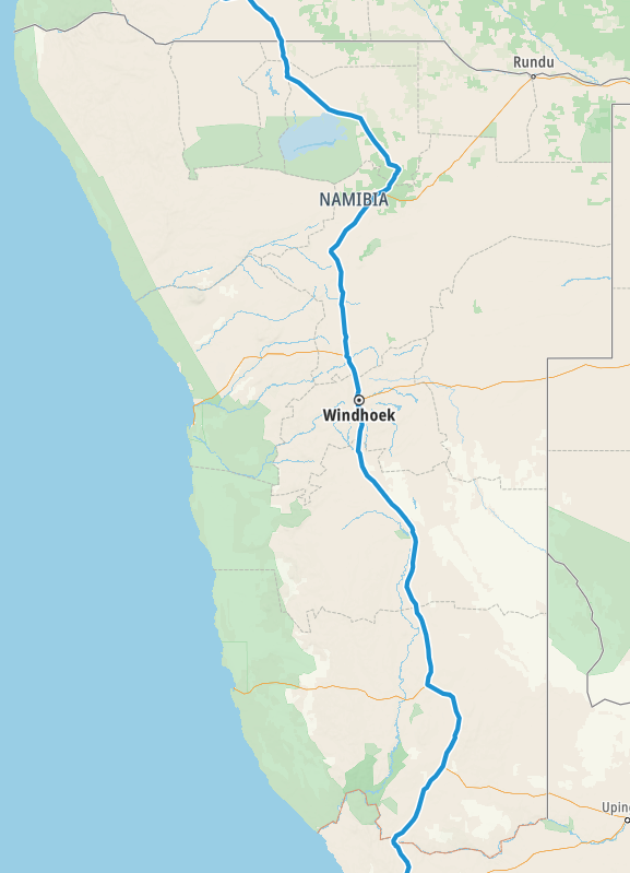 Map of our planned route through Namibia
Copyright © letsexplorehere.com