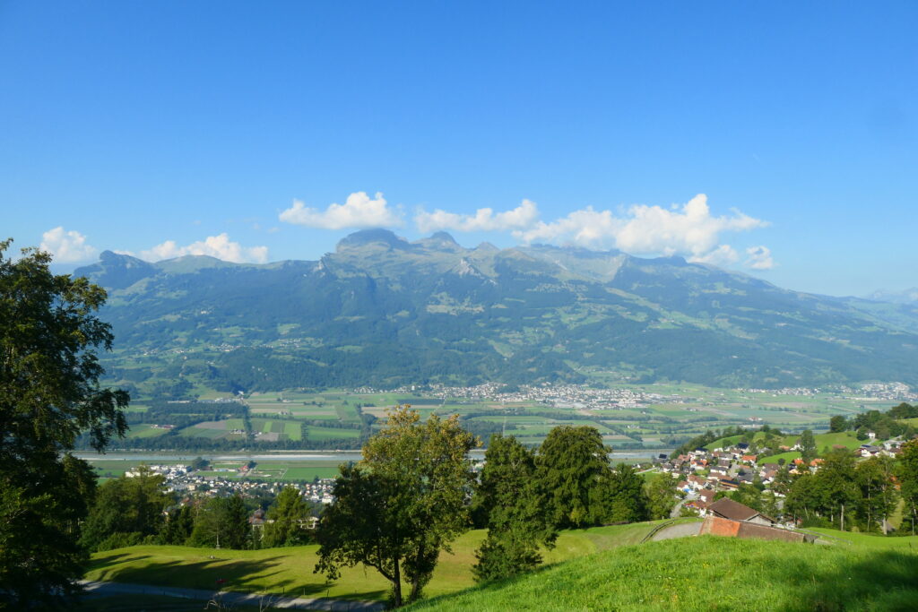 View to the foot of the valley towards Triesen in Liechtenstein, and Sevelen in Switzerland
Copyright © letsexplorehere.com